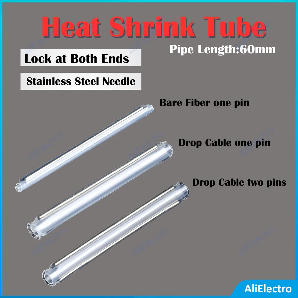 

100~500pcs/lot 60mm Fiber Optic Fusion Protection Splice Sleeves Heat Shrink Tube Fiber Optic Hot Melt Tube For Drop Cable