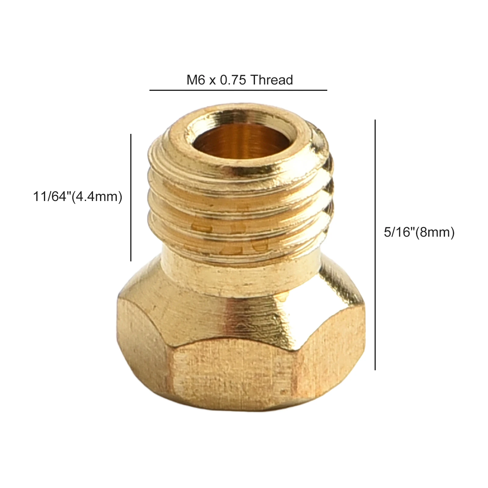 10 Pcs  EVA Brass Burner Nozzle M6*0.75 Thermal Propane Injector Conversion Kit Gas InjectionNozzle For Cooking Water Heaters