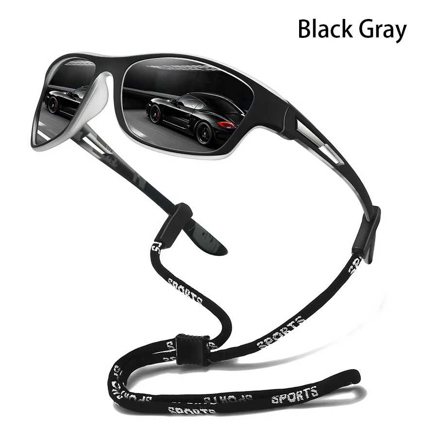 Tarnmuster-Mode-Sonnenbrille für Autofahren, Angeln, Radfahren, Sport, Herren und Damen, Laufen, Bergsteigen, Sport-Sonnenbrille mit Kette – Detail 1