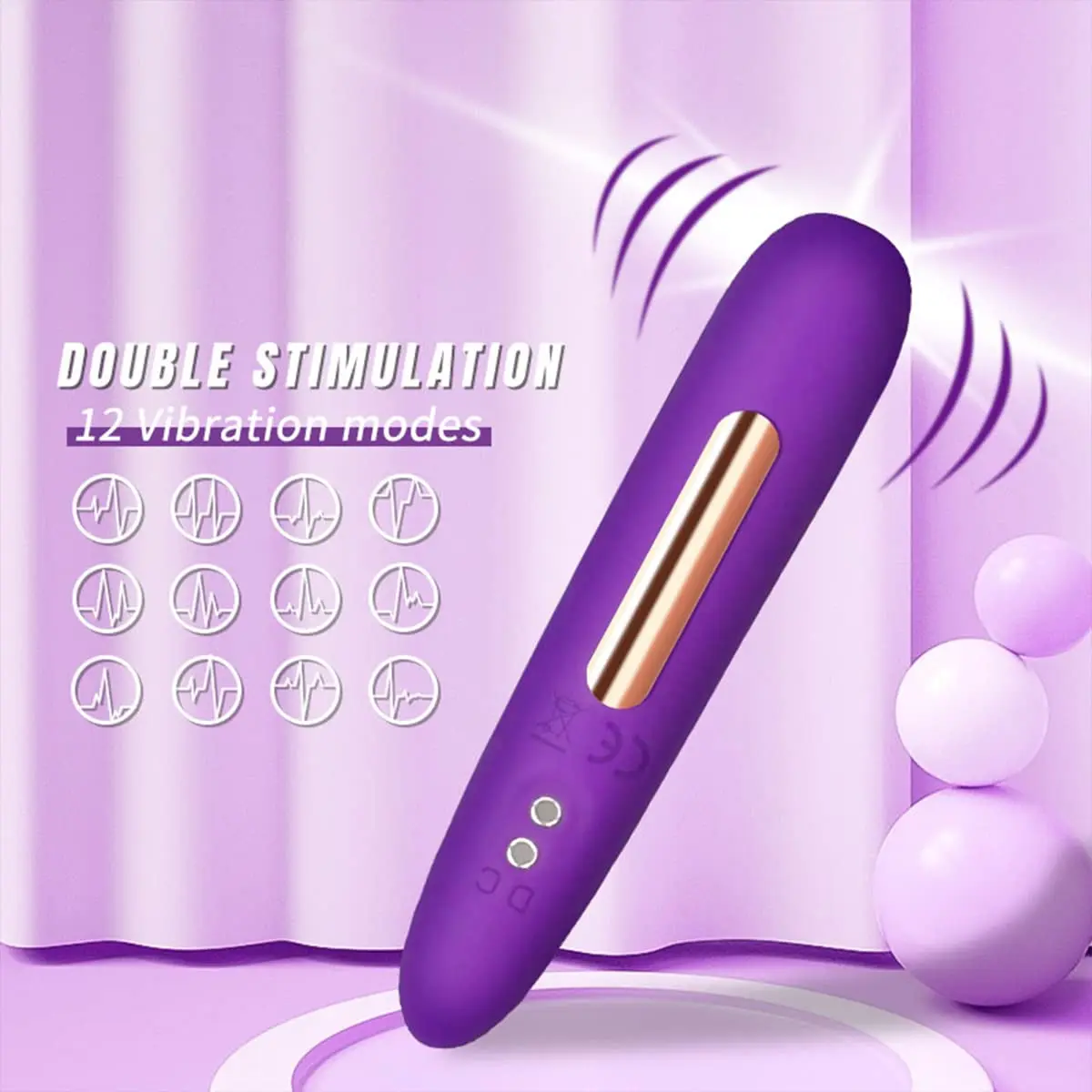 Bullet Vibrator with Angled Tip for Precision Clitoral Stimulation, Discreet Rechargeable Lipstick Vibe with 12 Vibration Modes