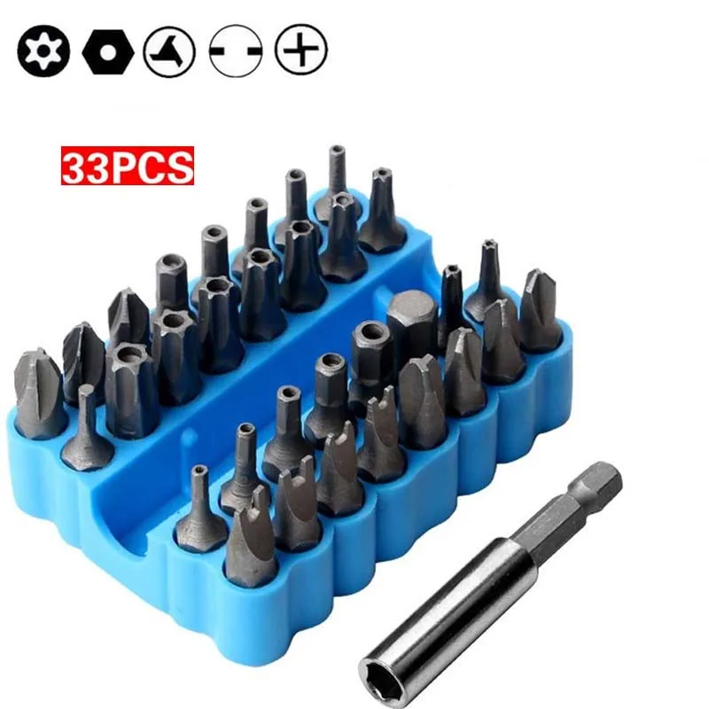 Car 33 Pieces Screwdriver Batch Head Set Screwdriver Hex Socket Batch Head Set Electric Drill Batch Head Car Repair Tool