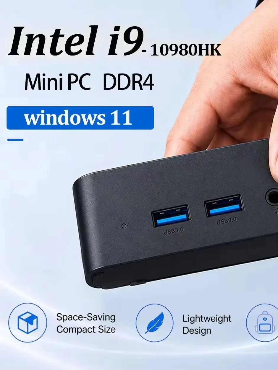Mini-PC Windows 11 Intel Core I9 10980HK 16GB RAM 1TB SSD Windows 11 WiFi 6 BT5.2 4K HD Faktor-Desktop für Heim, Büro und Geschäft