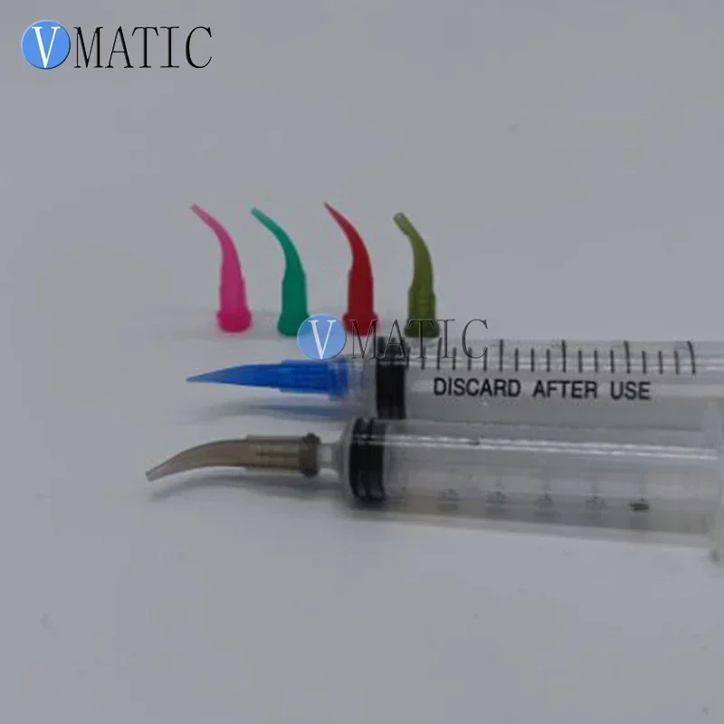 22G إبر ذات طرف منحني صناعي 100 قطعة | نصائح توزيع PP الزرقاء لبنادق الغراء على طراز TT (0.41 مم معرف × 25 ° بزاوية) #6