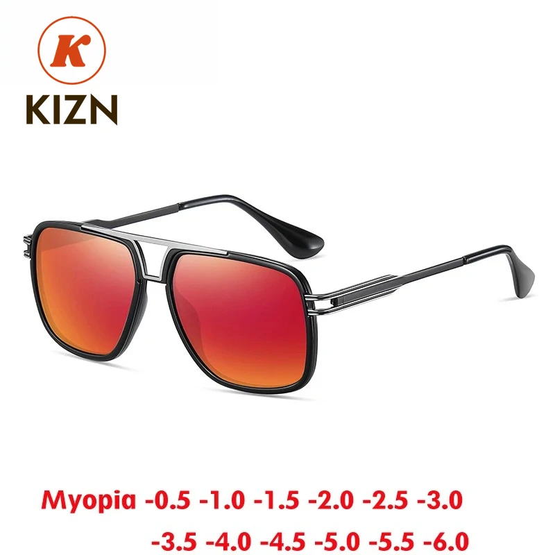 

KIZN Высококачественные солнцезащитные очки для близорукости, поляризационные мужские и женские фотохромные очки UV400 для вождения в стиле панк, очки по рецепту от -0,50 до -6,0