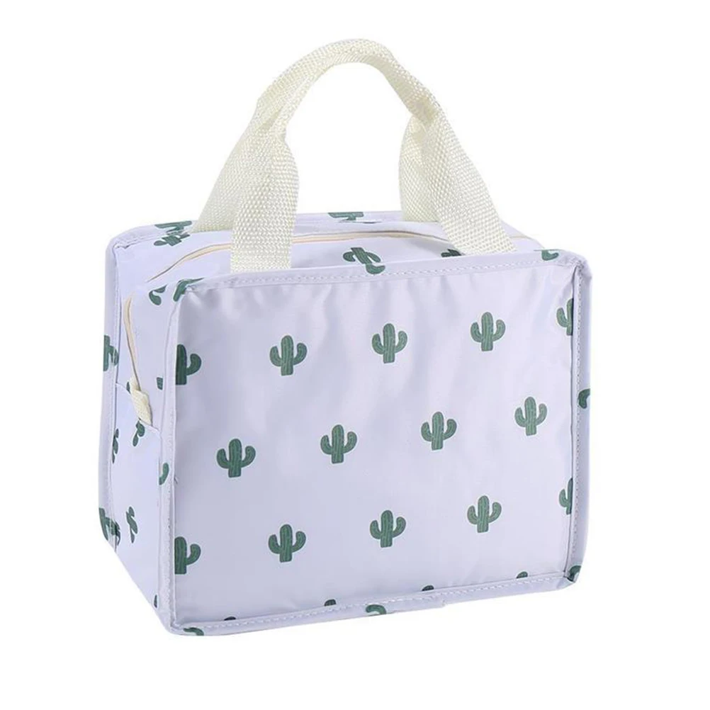 

Thermal Bag Insulation Cute Cactus Pattern Lunch Food Storage Portable Handle Student Picnic Travel Carry Pouch Storage Bag