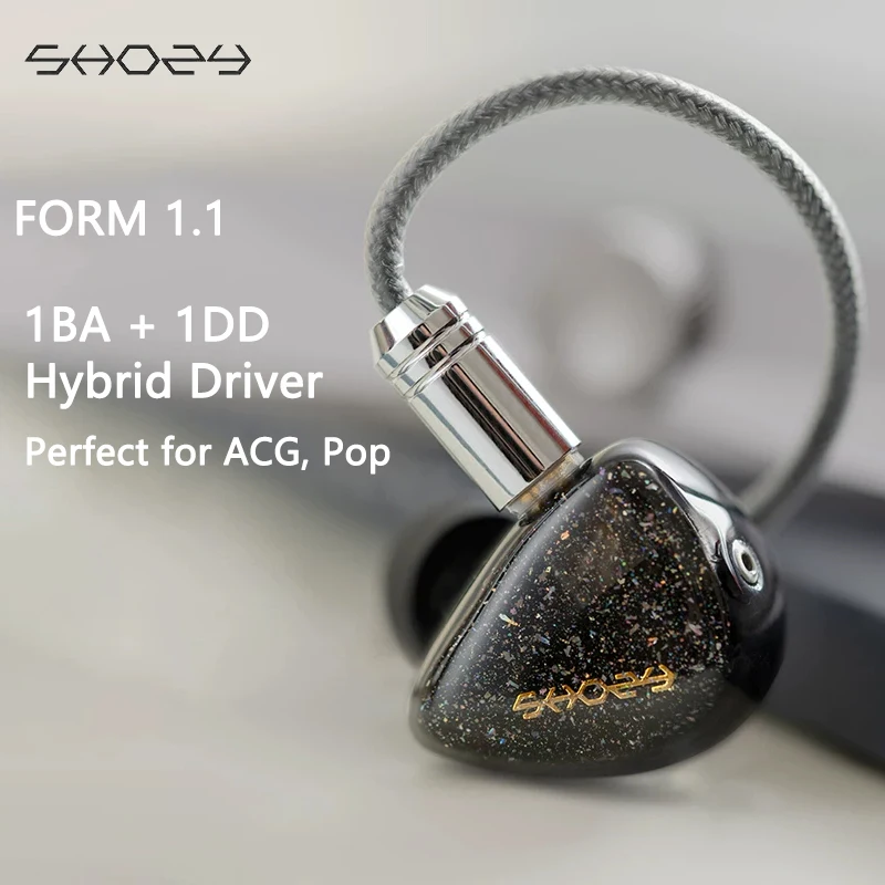 Гибридные проводные Hi-Fi наушники-вкладыши Shozy Form 1.1 (1BA+1DD) с двойным динамическим драйвером 9,2 мм для аудиофилов, для ACG и вокальной музыки