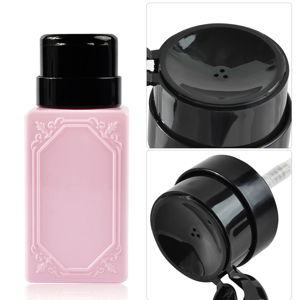 1pc Pink White Nail Art Empty Pump Dispenser Liquid Bottles 200ml 230ml Portable Refillable Bottle UV Gel Polish Remover Bottles