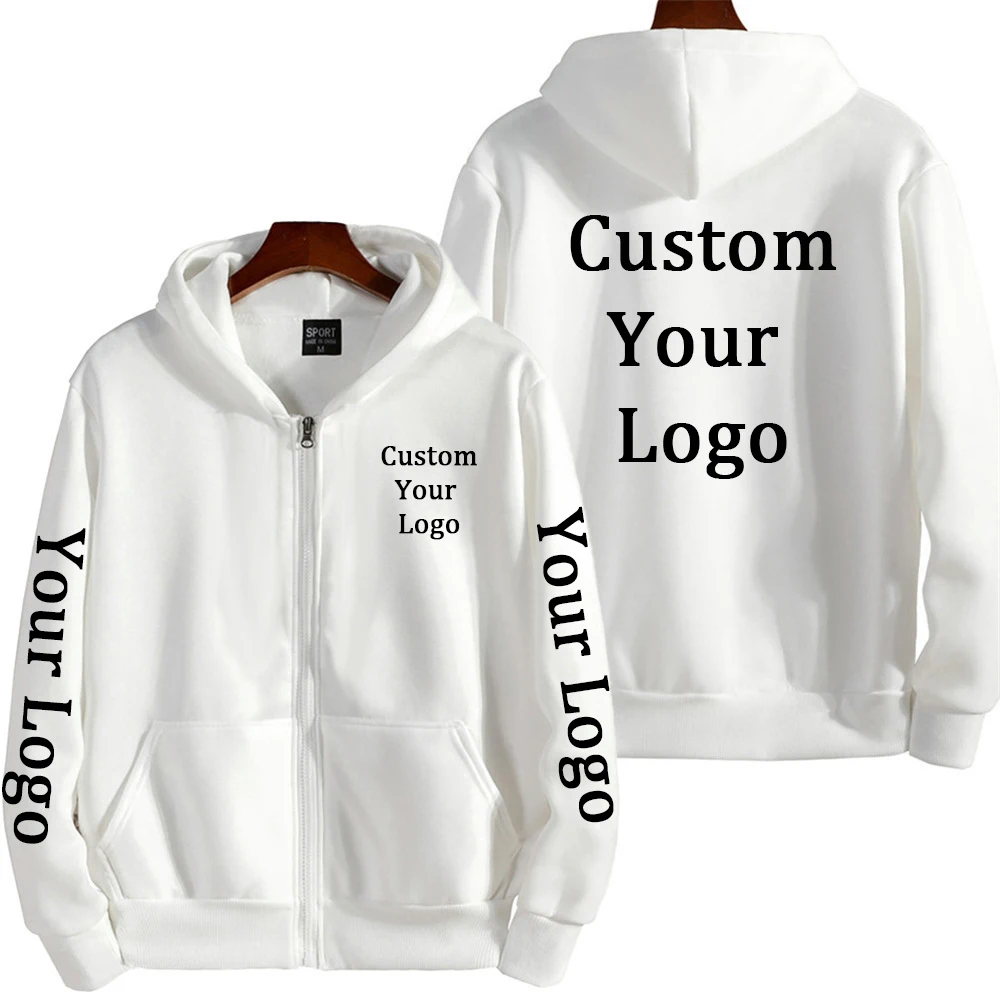 New Custom Zipper Hoodies Your Own Logo Men Women Fashion Long Sleeve Sweatshirt Hot Sale Casual Autumn Winter Sportwear Clothes