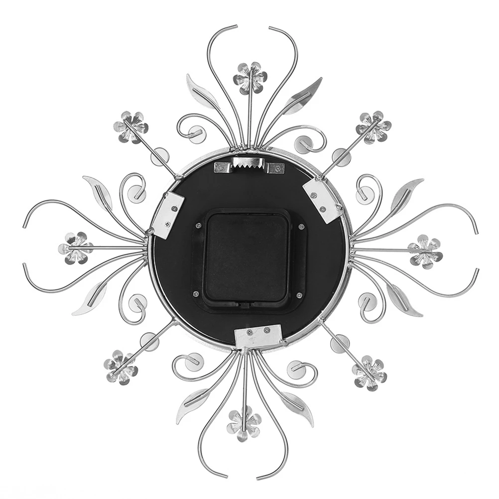 

Elegant Metal 3D Flower Design Silent Hanging For Home Office Living Room Decoration Black High Quality Wall Clock