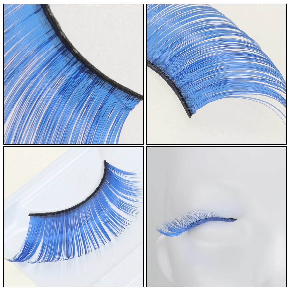 Pestañas postizas azules, pestañas postizas curvadas naturales reutilizables para fiesta de Halloween, Cosplay, herramientas de maquillaje para escenario nocturno