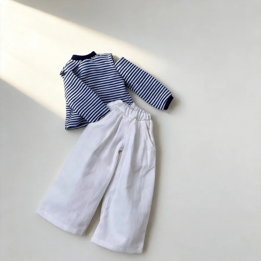 

Одежда для кукол BJD 1/6, 30 см, повседневный модный стиль, футболка с открытыми плечами + белые брюки, наряд ручной работы для куклы BJD