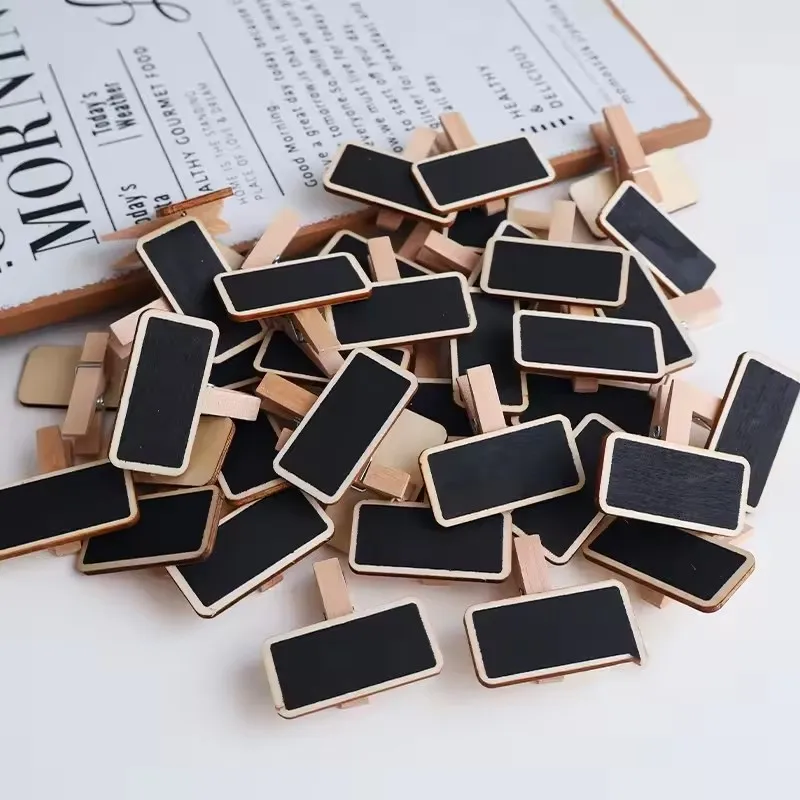 10Pcs Rectangle Display Message Price Tag Mini Wooden Small Blackboard Clips Insert Sign Sticky Note Photo Map Card Memo Clip - view 2