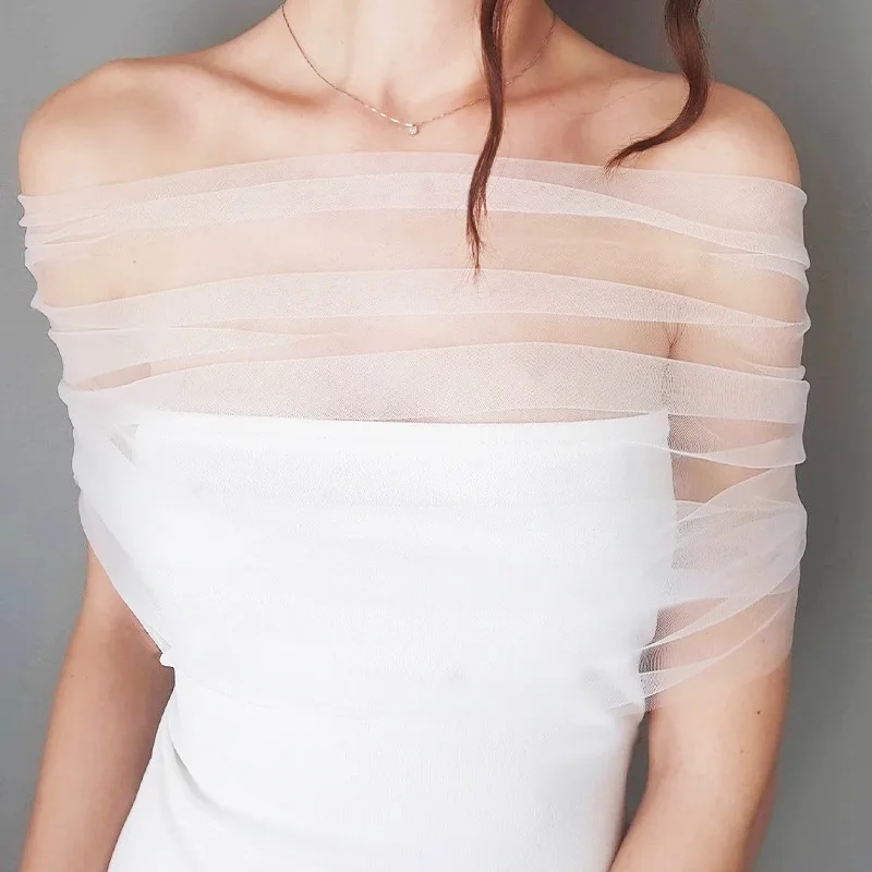 Elegant Soft Tulle Wedding Wraps for Women Detachable Shawl Marriage Party Dress Decoration Wedding Cape Accessories image 5