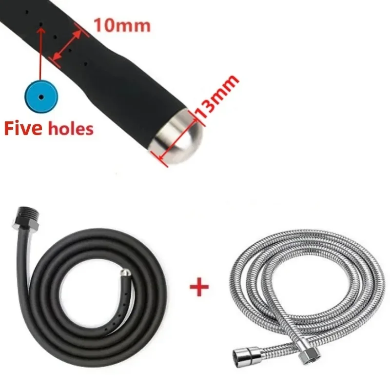 25 to 100cm Long Douche Silicone Enema Syringe 5 Holes Anal Enema Shower Cleaning Head Anal Beads Butt Plug Nozzle Tip Gay