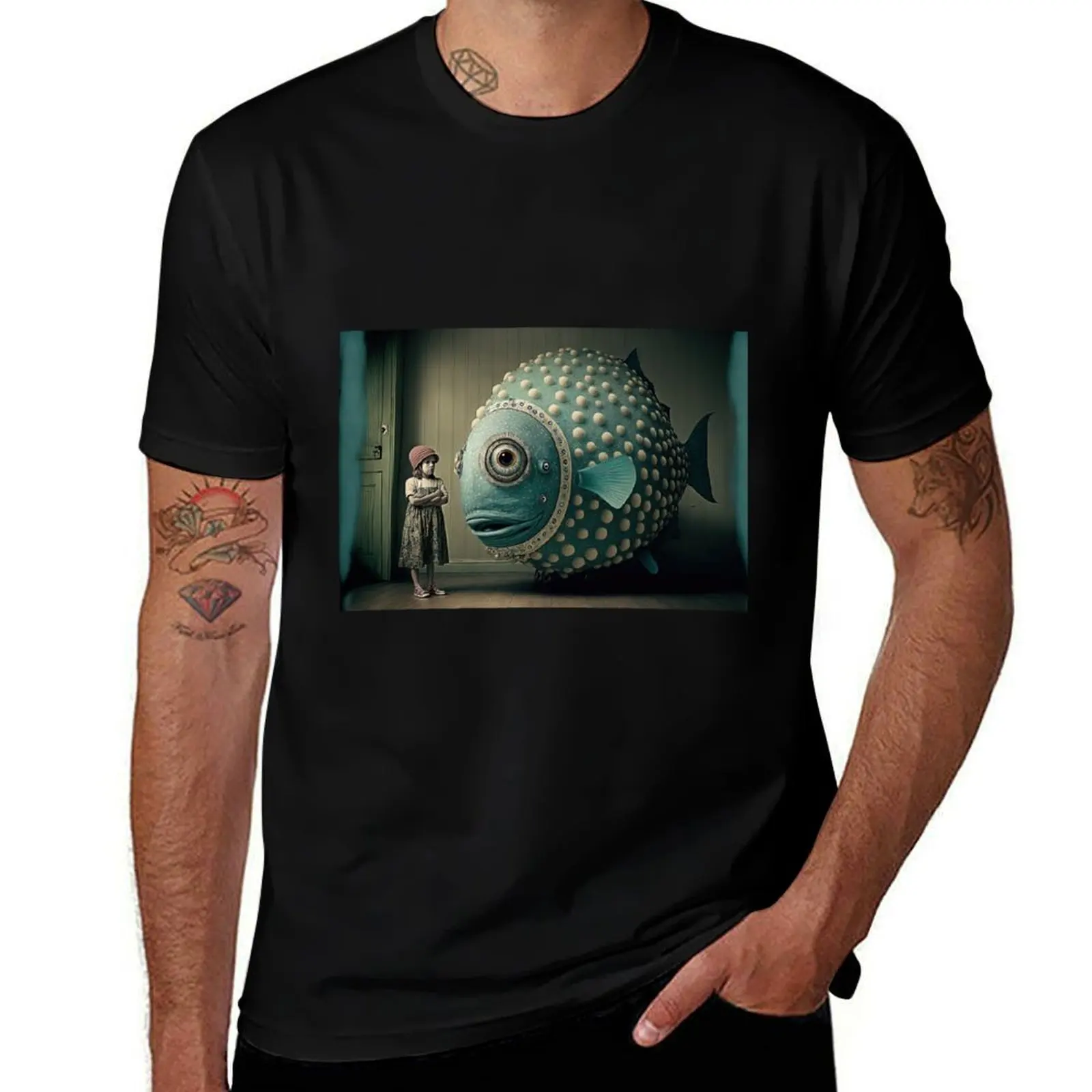Weird strange art with lovely cute monster and creatures T-Shirt Water Resistant Casual T-Shirt