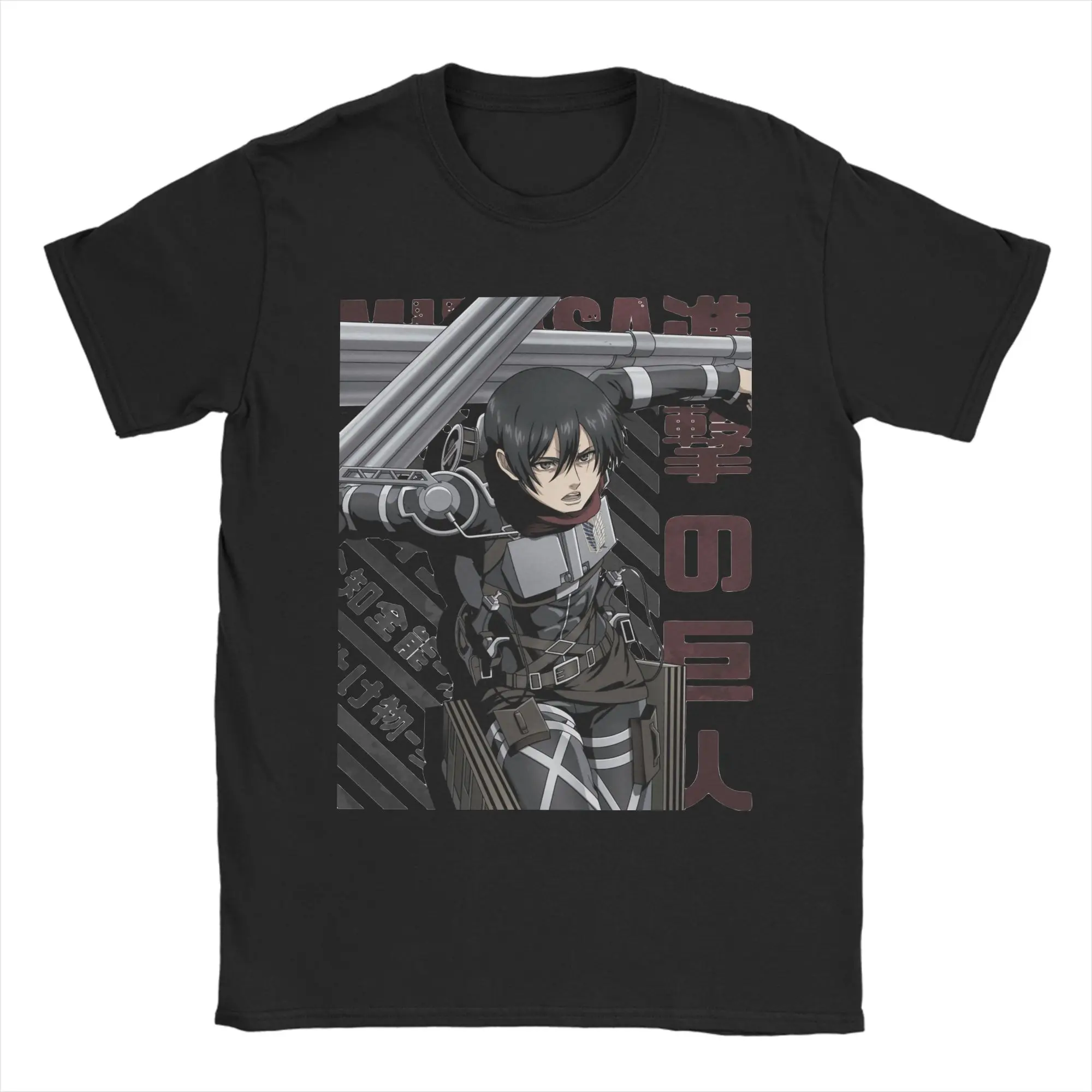 Shingeki no Kyojin Mikasa Ackerman Attack on Titan Men T Shirt Tee Shirt Short Sleeve Round Neck T-Shirt Pure Cotton Clothes