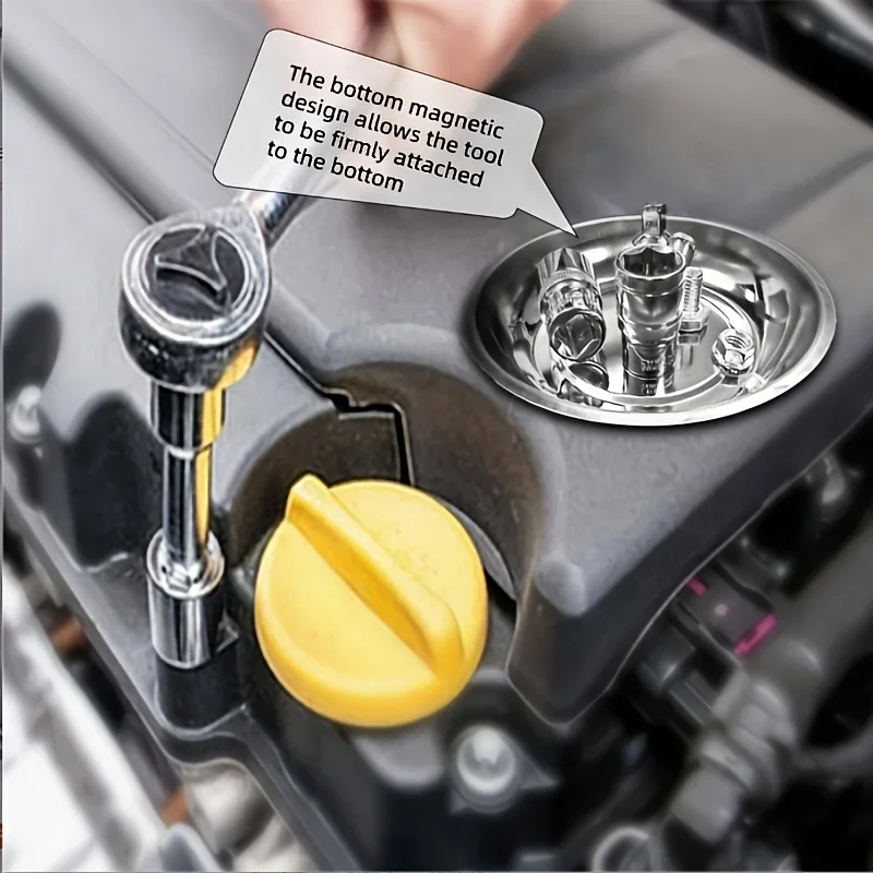 Runde Magnetische Teileablage Schüssel aus Stahl für die Garage zur Sicherung von Muttern, Schrauben und Metallteilen - Werkzeugteile Aufbewahrungsorganizer – Detail 5