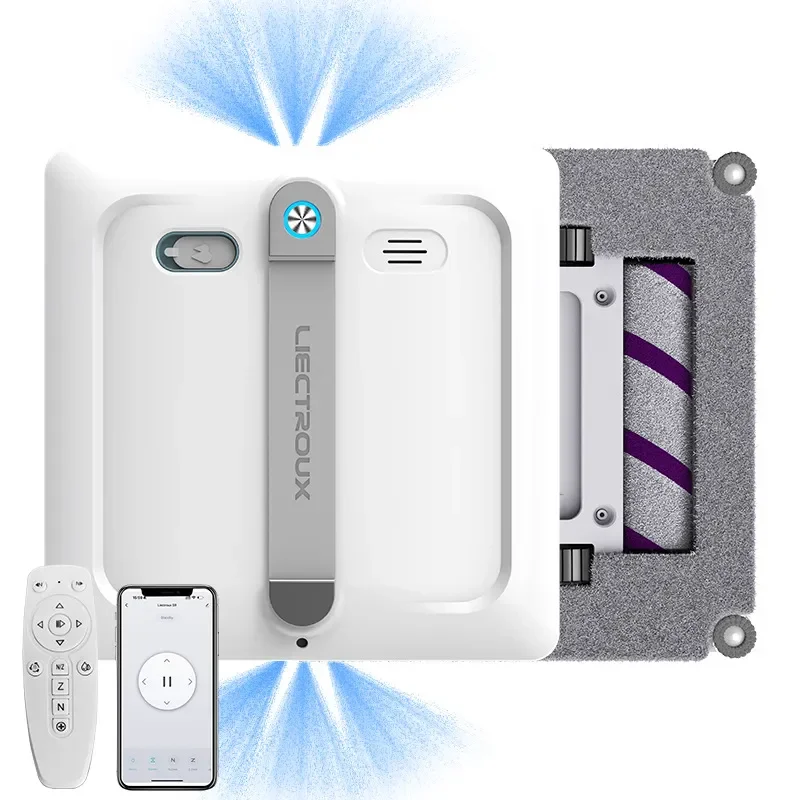 LIECTROUX S9 Window Cleaning Automatic 6 Spray Double Roller Brush APP Control 9KPA Suction Voice Assistant Lift