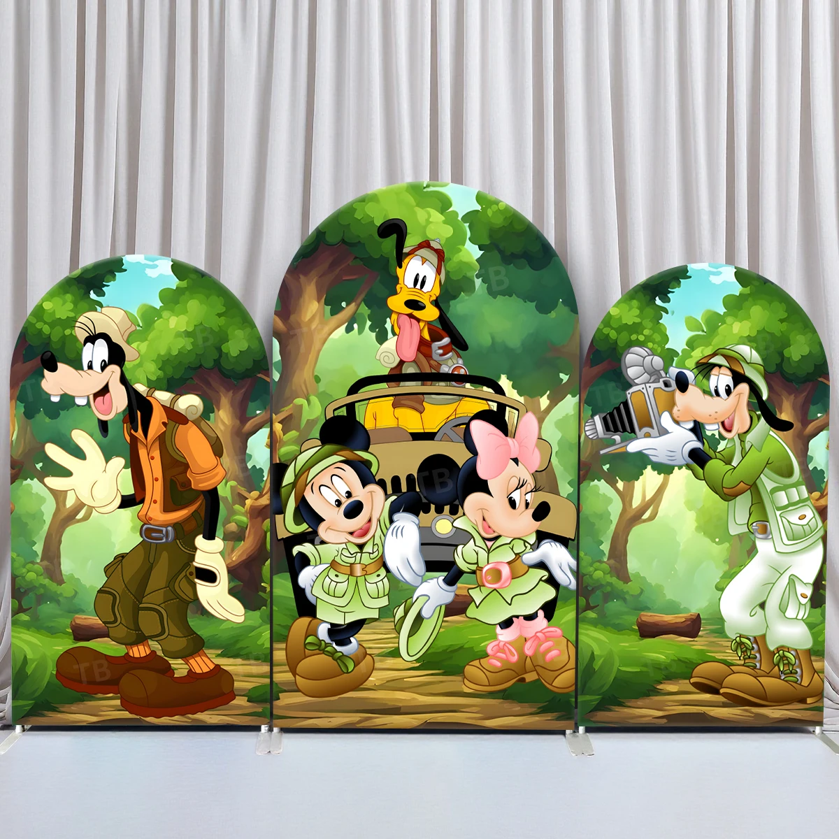 

TB Adventure Theme Arch Backdrop Cover Mickey and His Friends for Baby Shower Kids Birthday Party Decor Photography Background