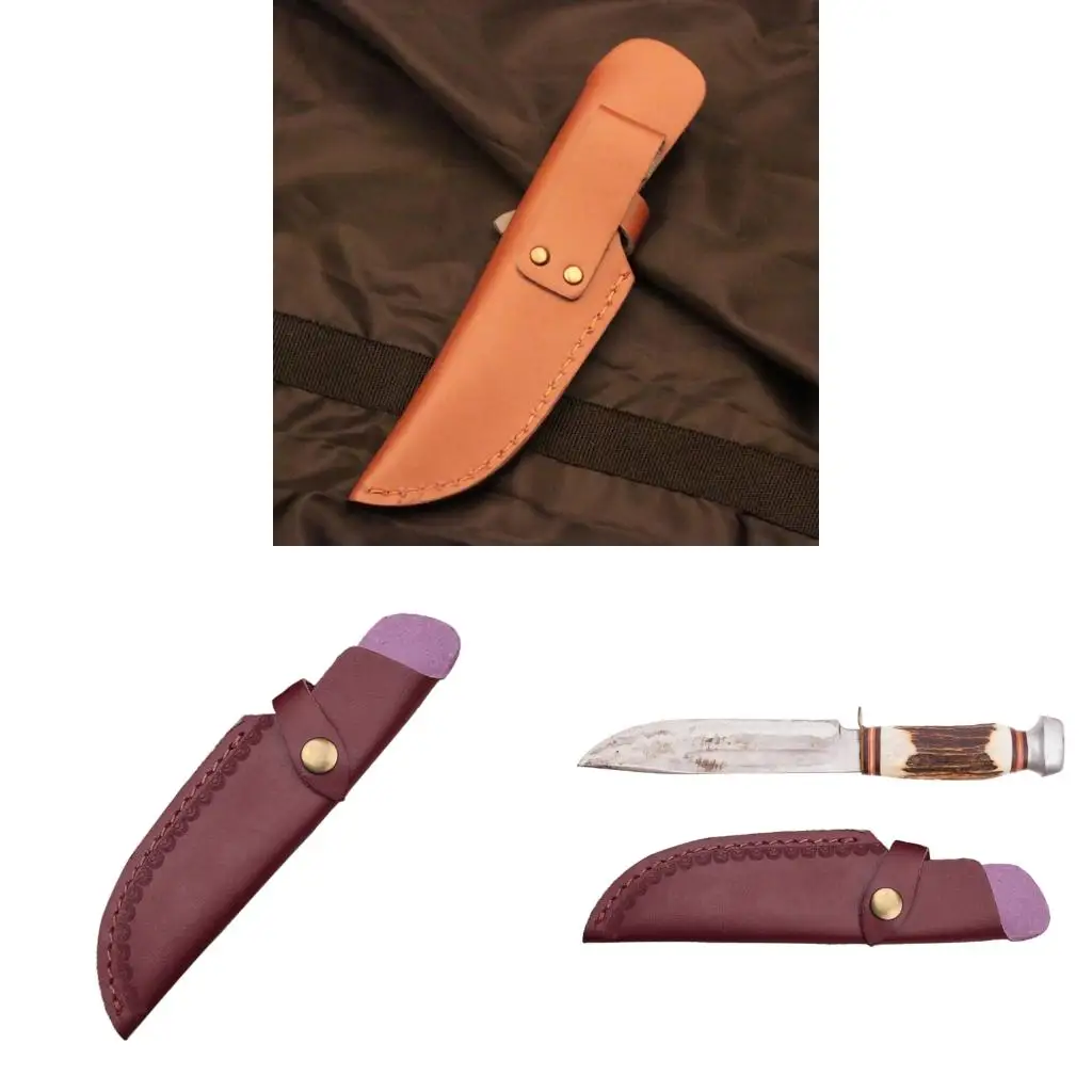  Leathers Knife Sheath with Waist Buckle Pocket Knife Protective Cover Holder