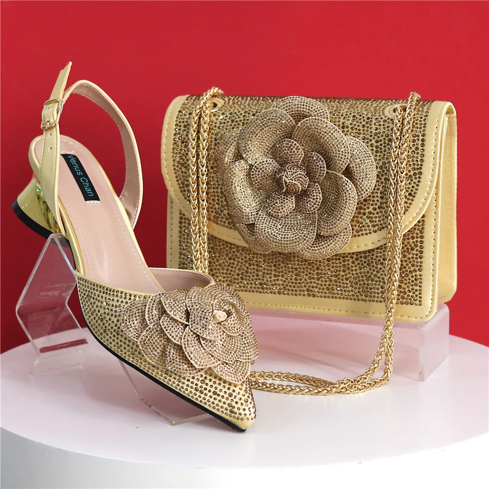 Spitze Spitze neuesten bunten Pailletten und Diamant Schmetterling Design Damenschuhe und Taschen Set schwarze Farbe – Detail 28