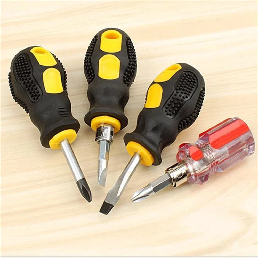 Short-Handle Screwdriver With Plastic Handle Cross-Head Screwdriver Dual-use Small Screwdriver