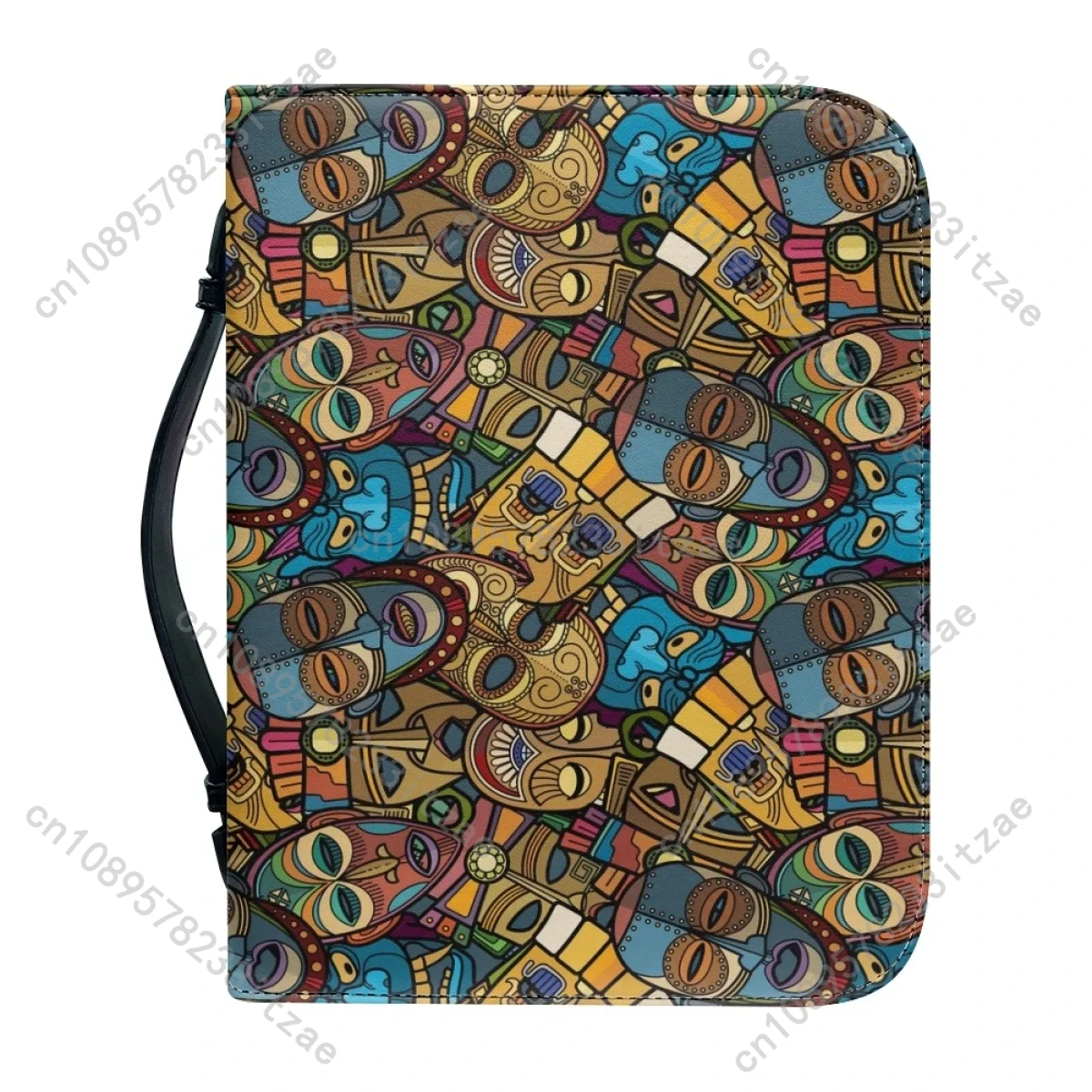 African Tribal Totem Print Bible Cover Case for Women New Handbags Zipper Handle Bible Bag Custom Study Book Holy Storage Boxes