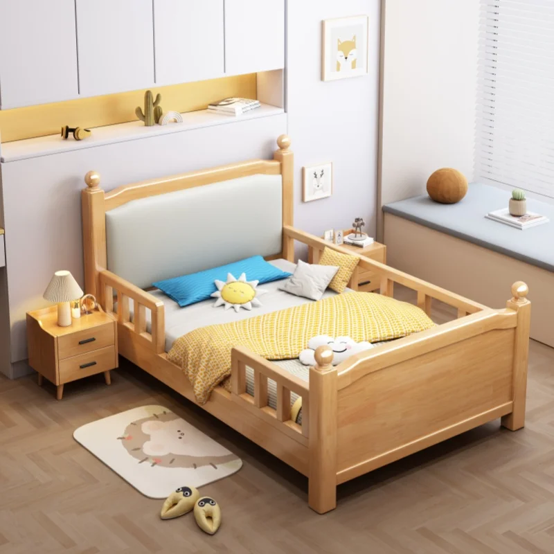 Crib All Solid Wood Children'S Bed With Guardrail Bedroom Simple Single Bed Cute baby cot bed with guardrail