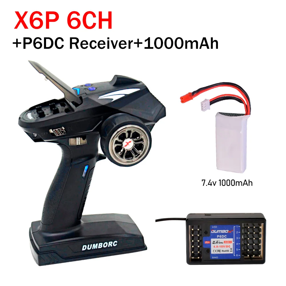 DUMBORC Zender Afstandsbediening 2.4G 6CH X6 met P6FG Gyro Ontvanger LED Lichtset voor 1/10 1/8 Crawler Axial SCX10 RC Auto