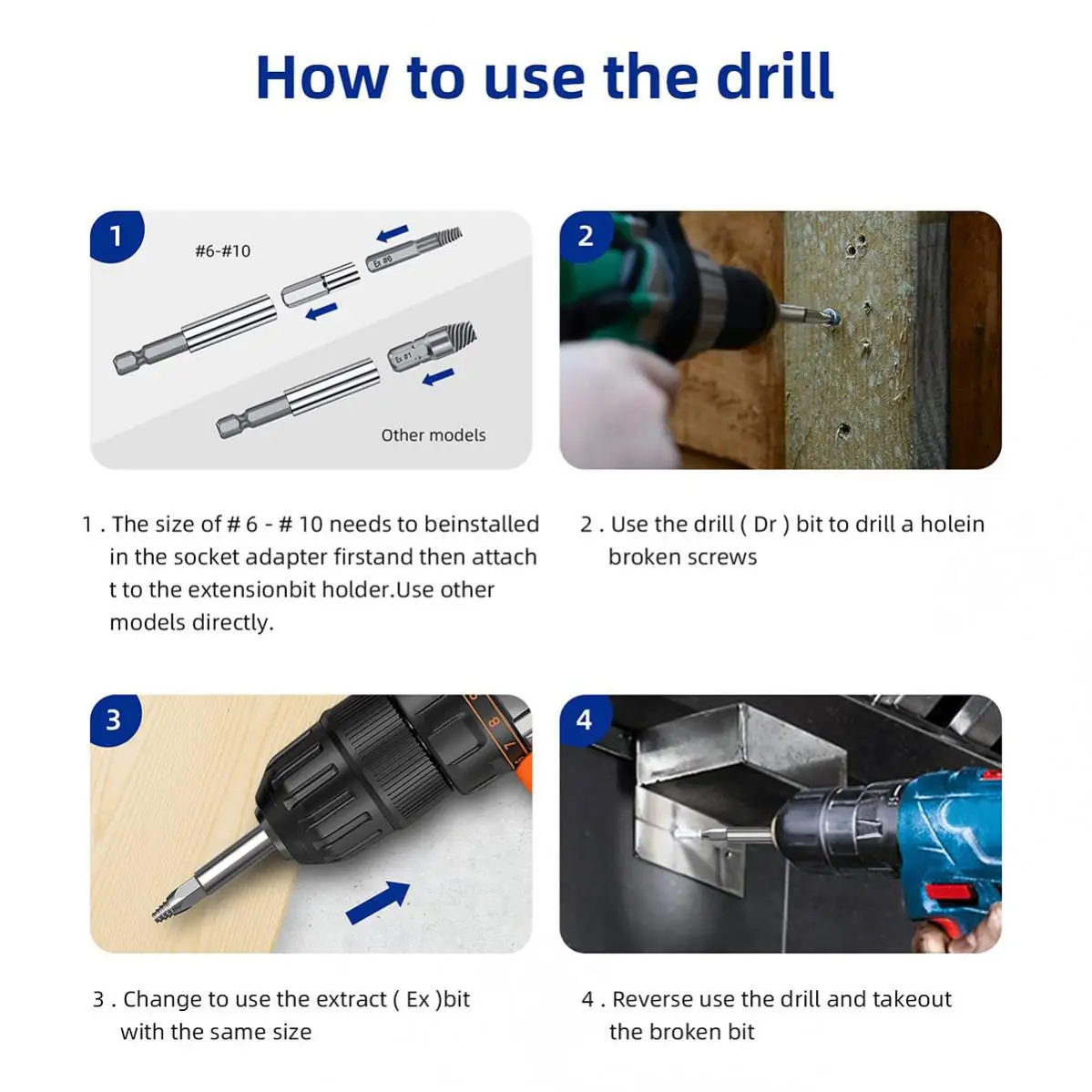 33pcs Damaged Screw Extractors Set High Steel Reverse Tooth Reverse Broken Extractor with Socket Adapter Extension Bit Holder