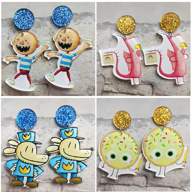 Teachers' Parents' Earrings Acrylic Reading Interest Guides Children Kindergarten To Read Potato Cake Dog Earrings Jewelry Gifts