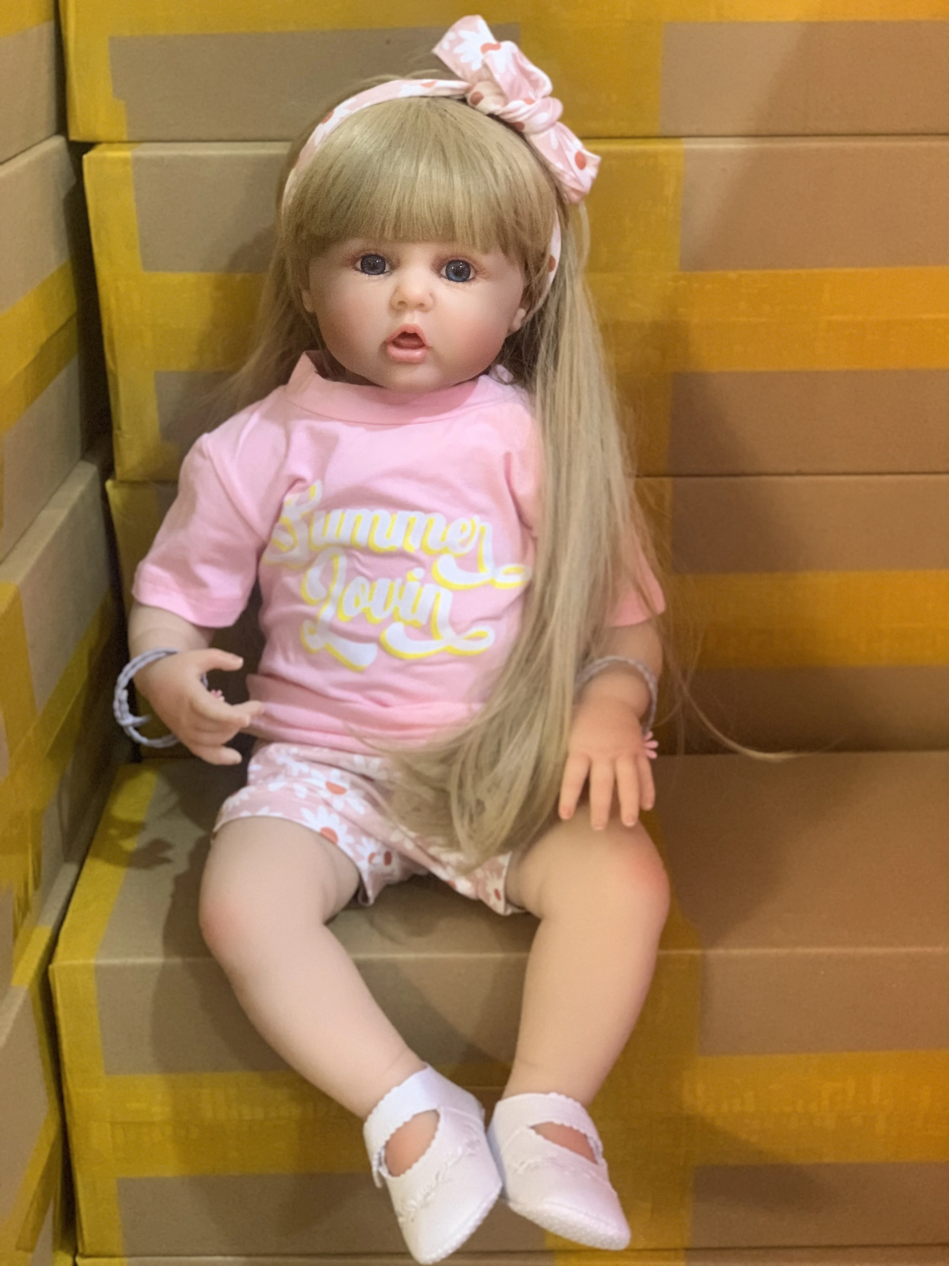 Silicone Reborn Toddler 60cm Doll Toy For Girl Lifelike Vinyl Princess Baby With Cloth Body Bebe Birthday Gift Dress Up Boneca