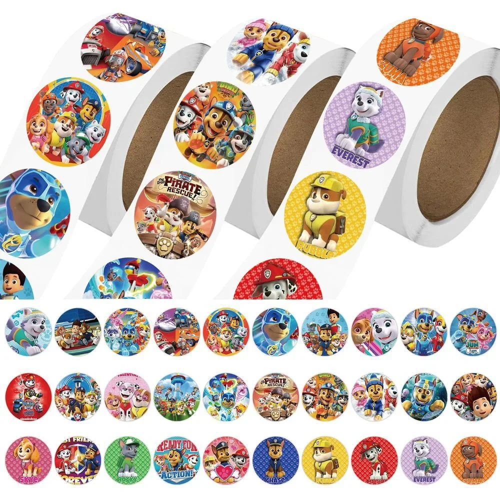 500 Pegatinas de Anime Paw Patrol en Rollo, Diseño de Tigre, para Manualidades, Decoración de Teléfonos, Maletas, Patinetas, Resistentes al Agua