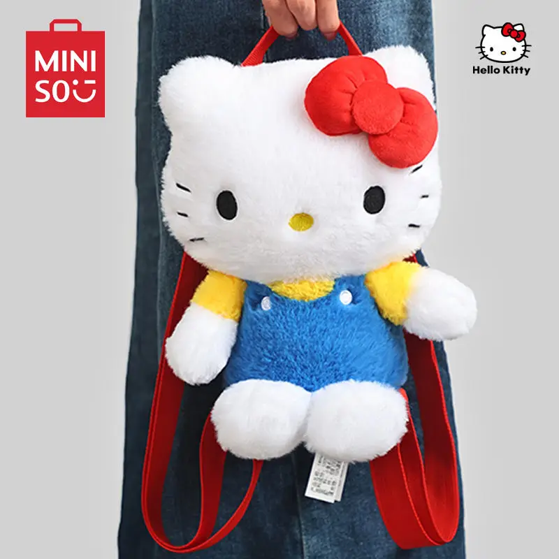 MINISO Sanrio Hello Kitty Plush Doll Backpack Cute Cartoon Girly Heart Backpack Storage Bag Camera Bag Room Decoration