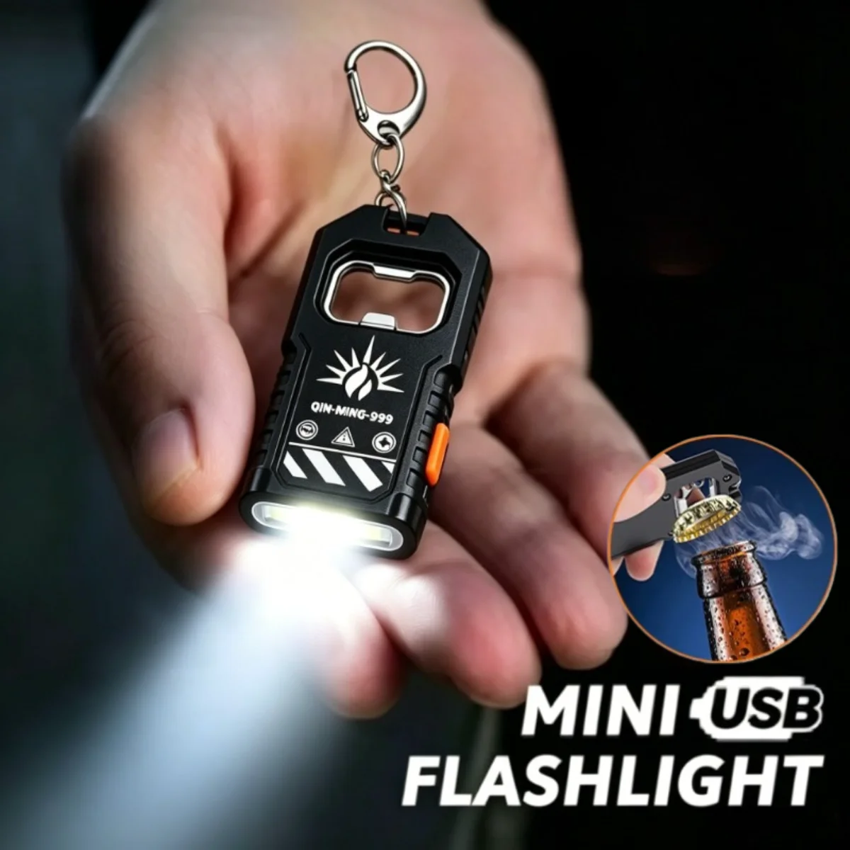 Strong Light LED Keychain Flashlight USB C Rechargeable Wate