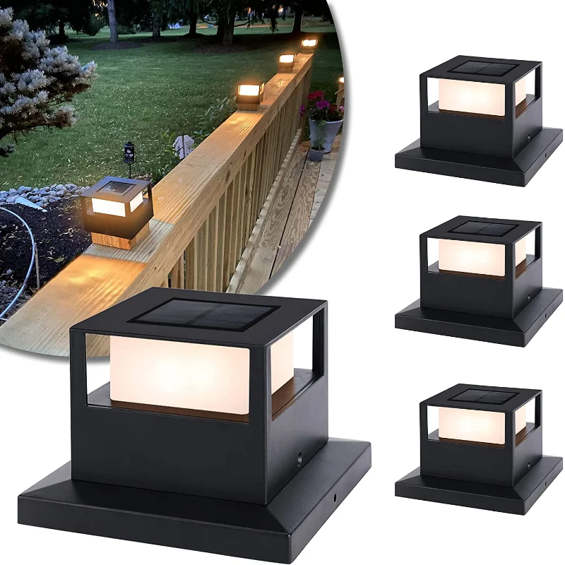 

2023 Modern Popular Outdoor Lamps Plastic Waterproof led Solar Pillar Lights Gate Suitable for garden courtyard fence Decoration