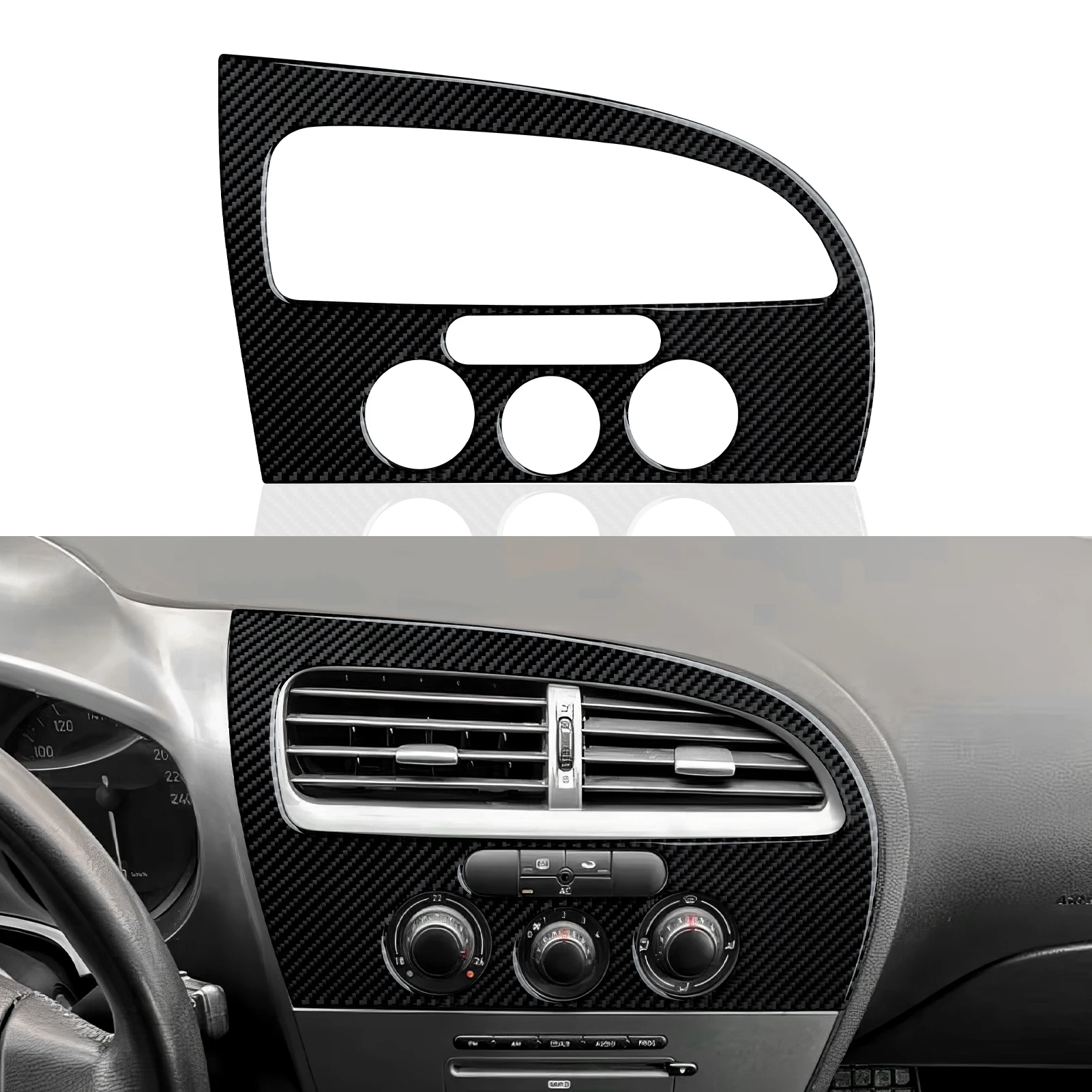 For SEAT Leon (2006-2012) Side Door Trim Strip. Carbon Fiber Interior Sticker. Car Center Console CD Air Outlet Protect Panel. view 3