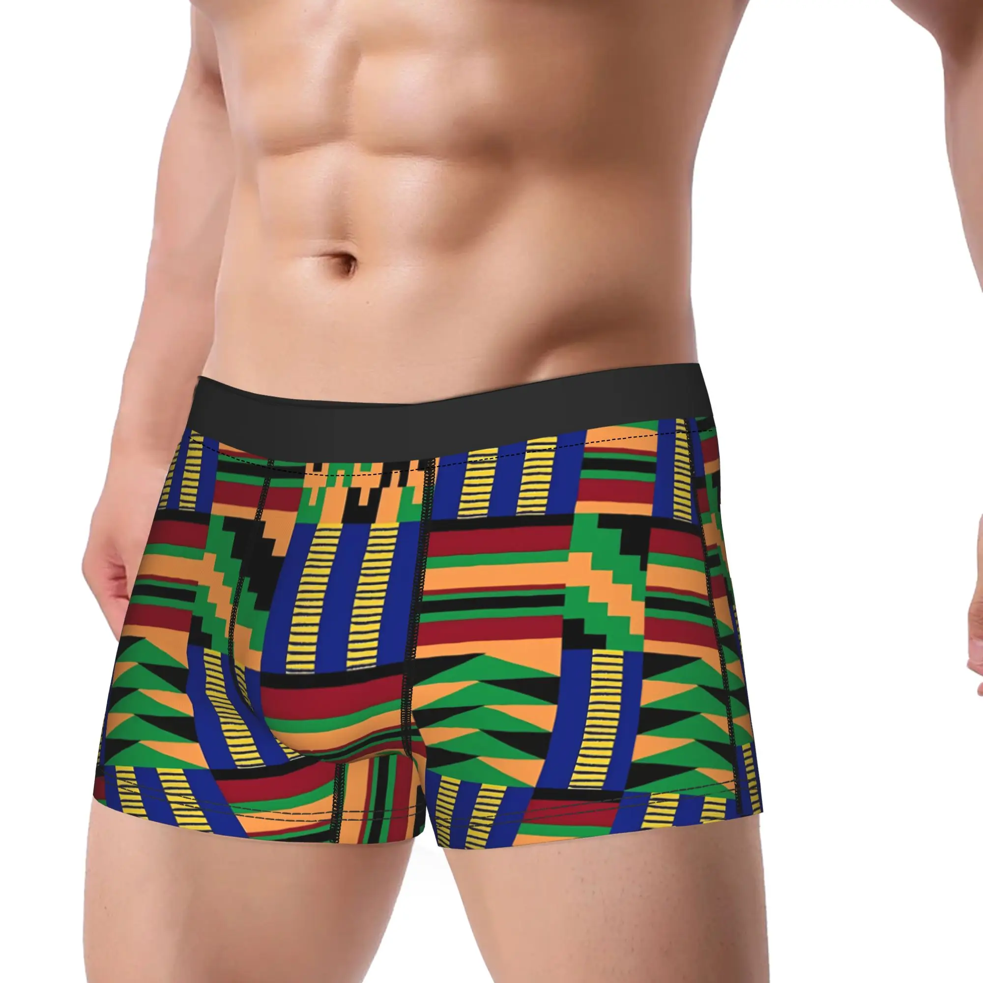 African Pattern Authentic Kente Cloth Underwear  Men Boxer Brief Breathable Boxer Shorts Trenky Printing Oversize Panties