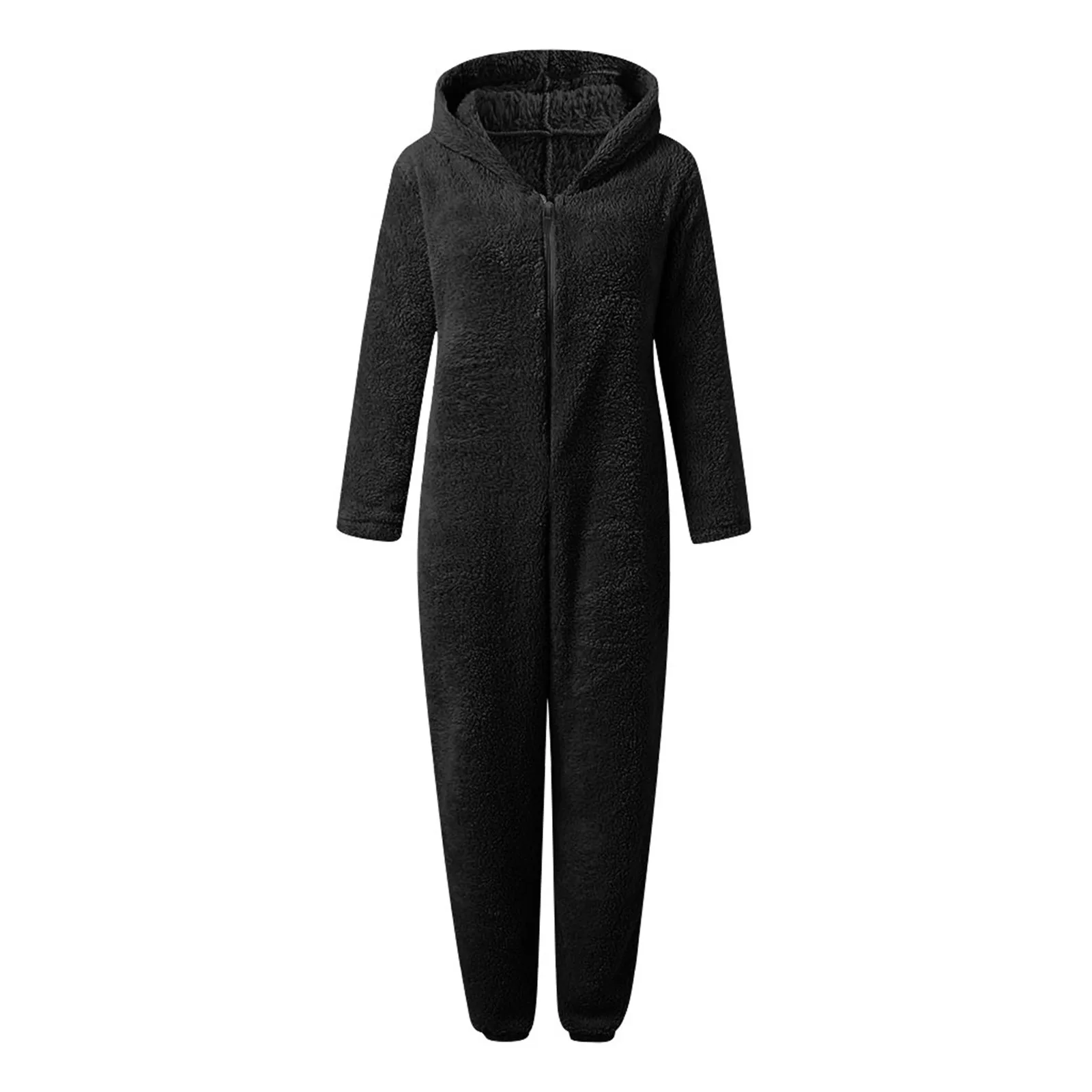 Winter Warm Pyjamas Women Onesies Hooded Fluffy Fleece Jumpsuits Sleepwear Nighties Zipper Long Sleeve Romper Pajama Homewear