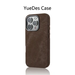 Flannel Fiber Leather Alloy Lens Magnetic Case For iPhone 17 16 Pro Max 15 14 13 12 Magsafe Wireless Charging Shockproof Cover