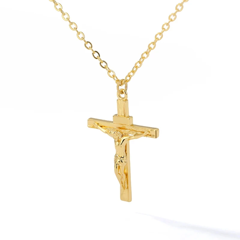 Edelstahl Kreuz Halskette Für Frauen Gold Farbe Kette Kreuz Anhänger Halsketten Retro Religion Schmuck Geschenk bijoux femme – Detail 12