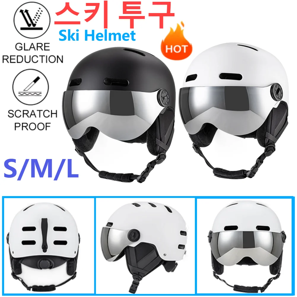 Skiing Helmet With Goggles Ski Helmet Safety Snow Helmet For Women Men Adjustable Fit Ski Glasses Anti-Fog Skateboard Helmet