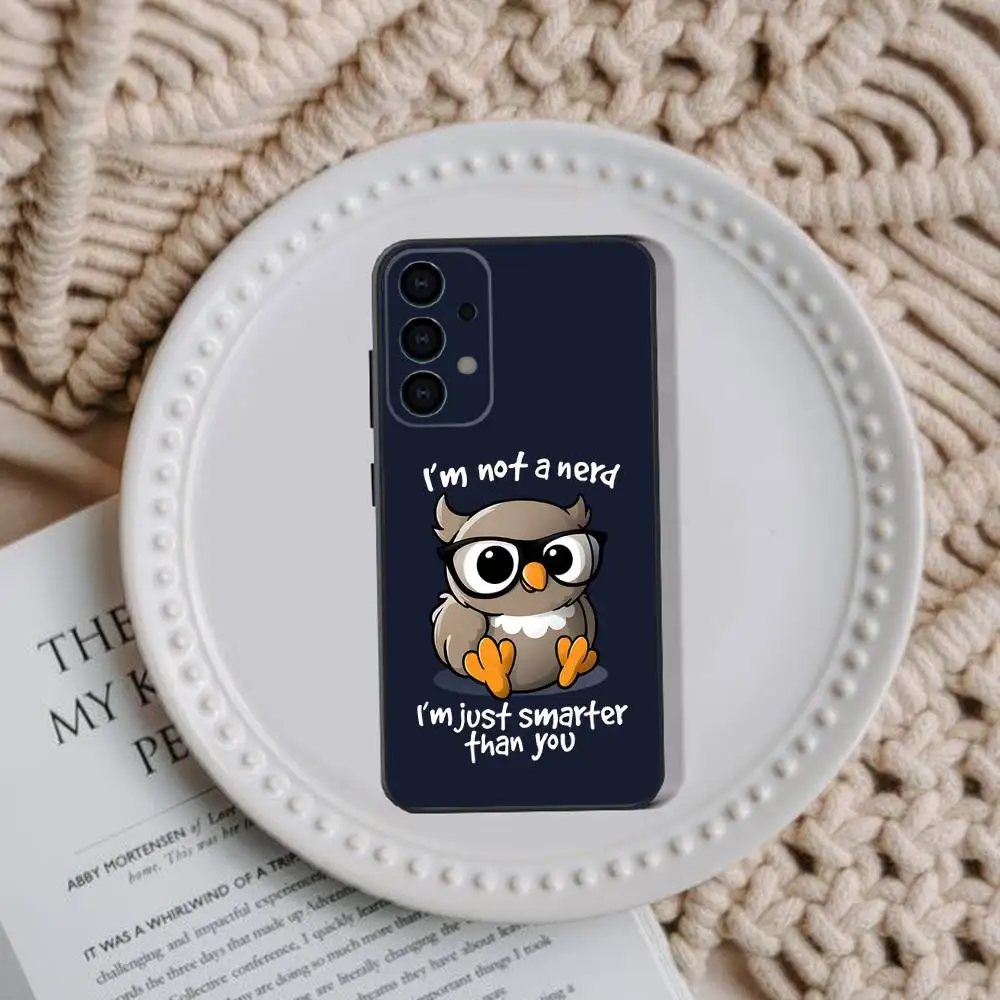 حافظة هاتف على شكل بومة حيوانية لهاتف سامسونج جالاكسي A73,72,51,53,52,71,22,5G,Note,J7,8,9 غطاء أسود ناعم #6