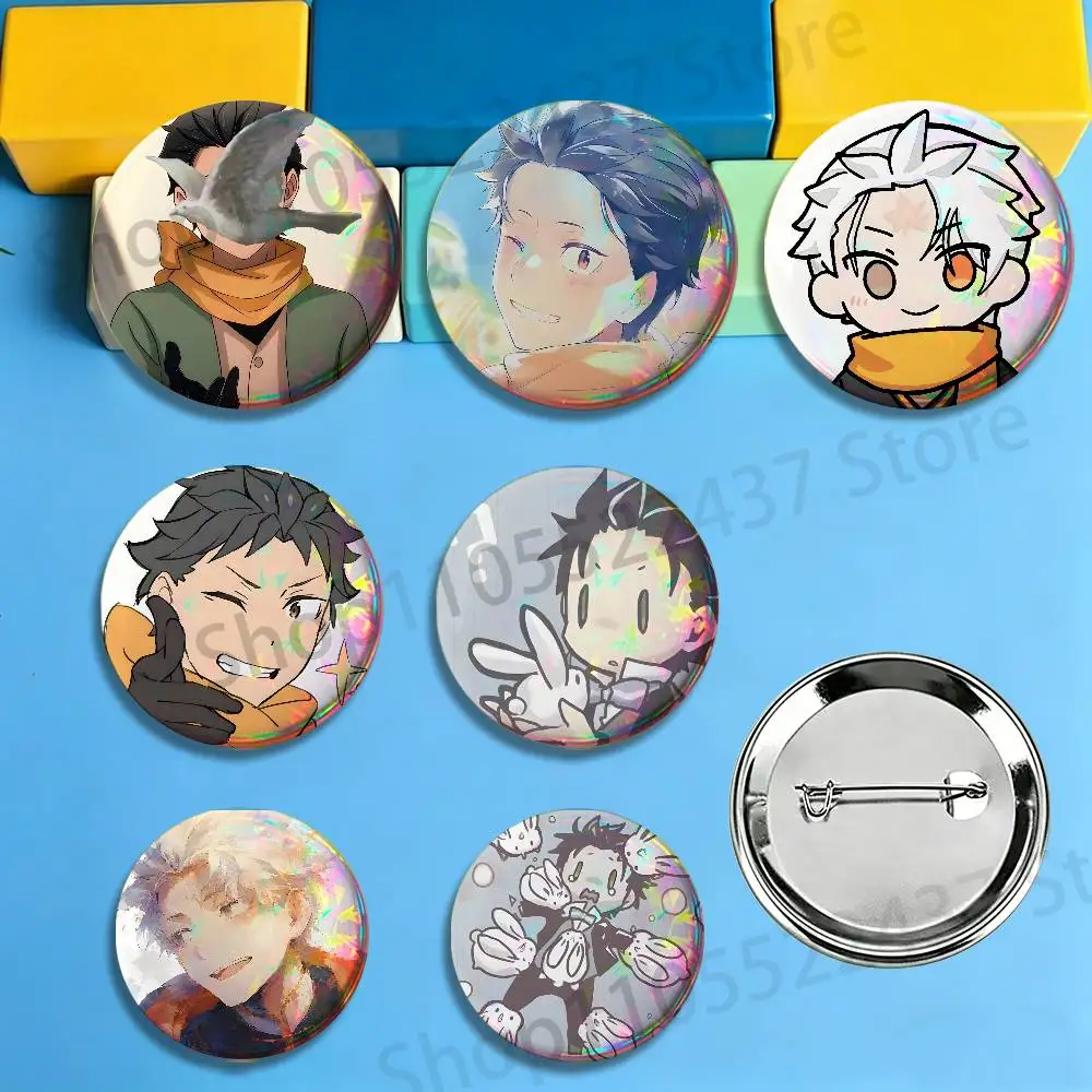 Anime Cartoon Subaru Natsuki 486 Zero Enamel Pins Badge Round Brooch for Backpack Decor Accessories 25/32/44/58/75mm