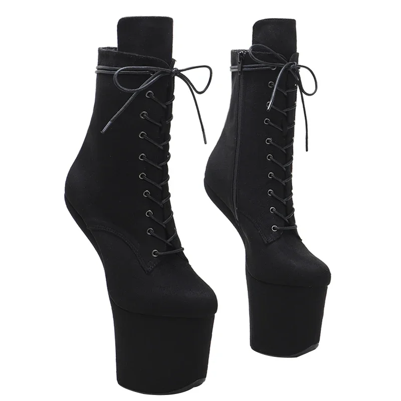 Leecabe Suede heelless style Platform Ankle Boots Exotic stripper pole dance shoes