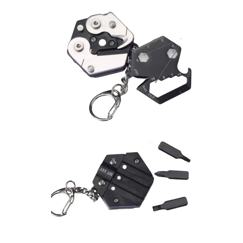 Pocket Knife Keychain Screwdriver Multifunctional Hexagon Coin Outdoor EDC survival Tool Folding Fold Mini coltello Gear Pee