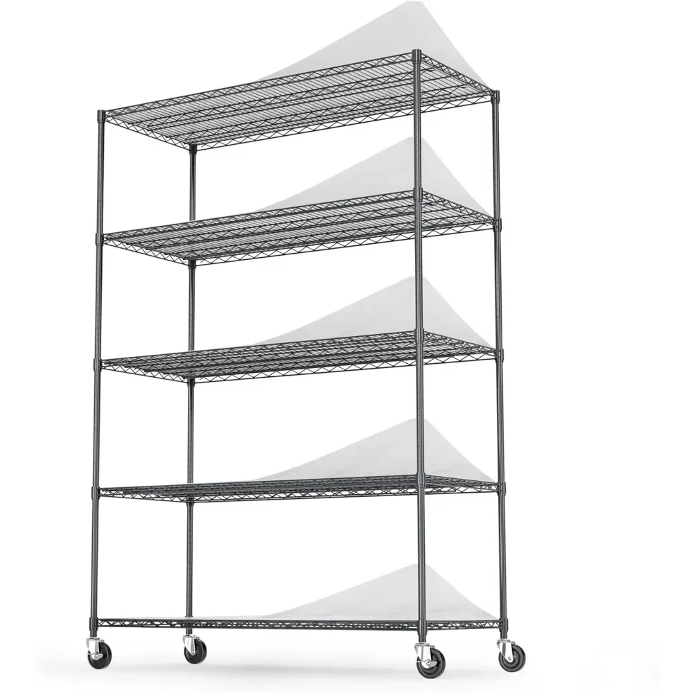 

5 Tier 6000lbs Capacity NSF Metal Shelf Wire Shelving Unit, Heavy Duty Adjustable Storage Rack with Wheels & Shelf Liners