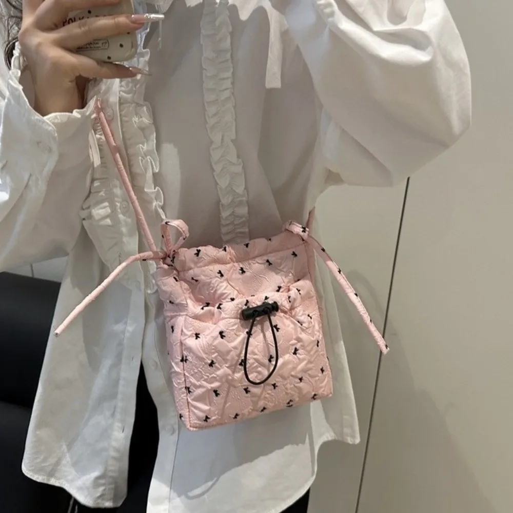 

Casual Versatile Bow Shoulder Bag Coin Pouch Square Women Crossbody Bag Solid Color Korean Style Mobile Phone Pack Travel