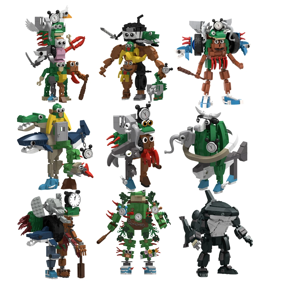 

Creative Bricks Italian Brainrot Monster Fusion MOC Building Sets Tung Tung Tung Sahur Toys for Children Gifts