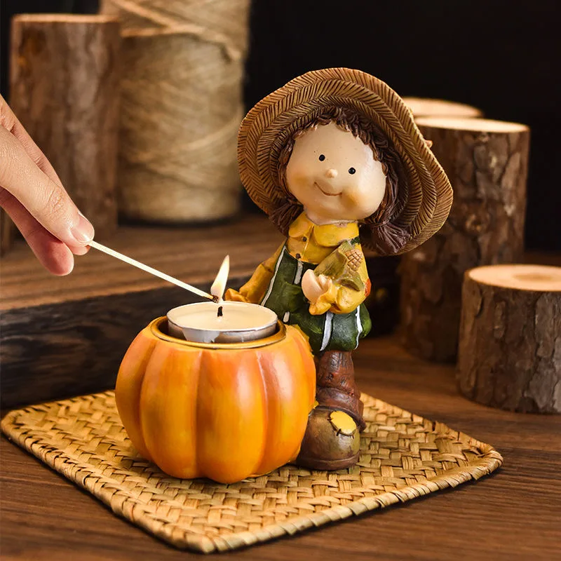 

Ins Nordic Style Cartoon Candle Holder, Cartoon Girl, Kawaii Boy, Household Candle Light Dinner Candlestick Ornament, Tabletop D